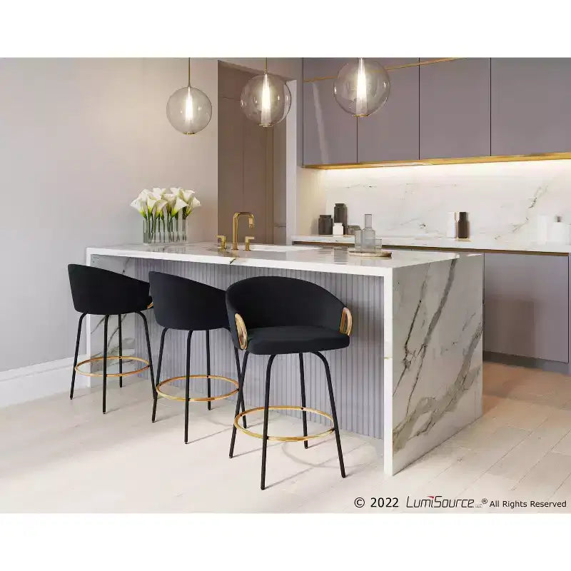 Lot de 2 tabourets de bar rembourrés Claire, hauteur comptoir - Lumisource