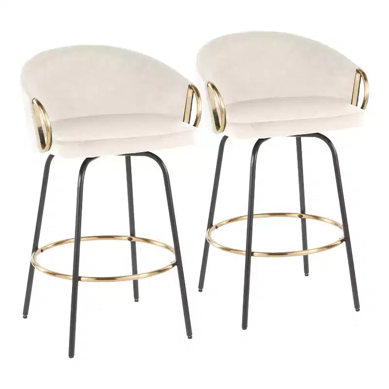 Lot de 2 tabourets de bar rembourrés Claire, hauteur comptoir - Lumisource