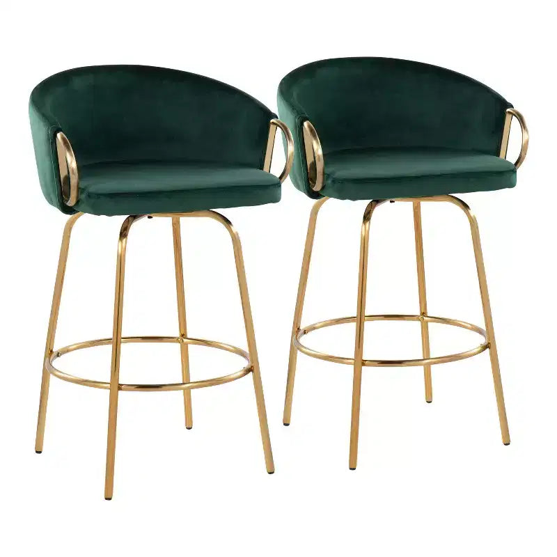 Lot de 2 tabourets de bar rembourrés Claire, hauteur comptoir - Lumisource