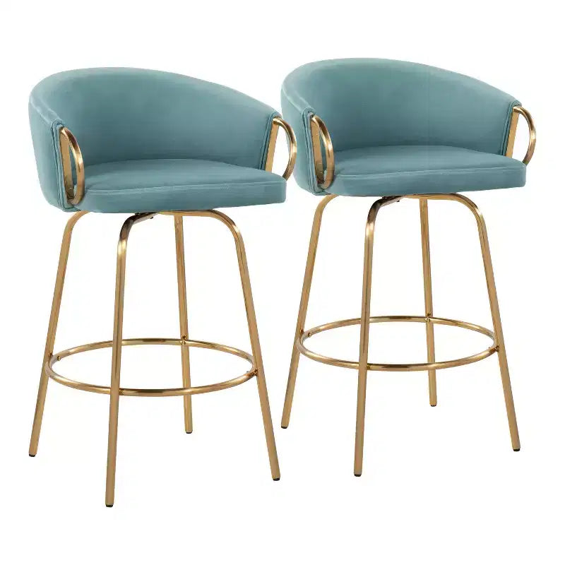 Lot de 2 tabourets de bar rembourrés Claire, hauteur comptoir - Lumisource