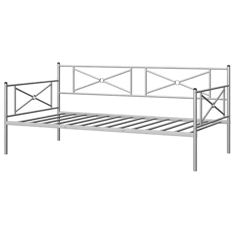 Cadre de lit de repos en métal Costway, taille double, avec support à lattes, base de matelas, pour salon, blanc/noir/argent