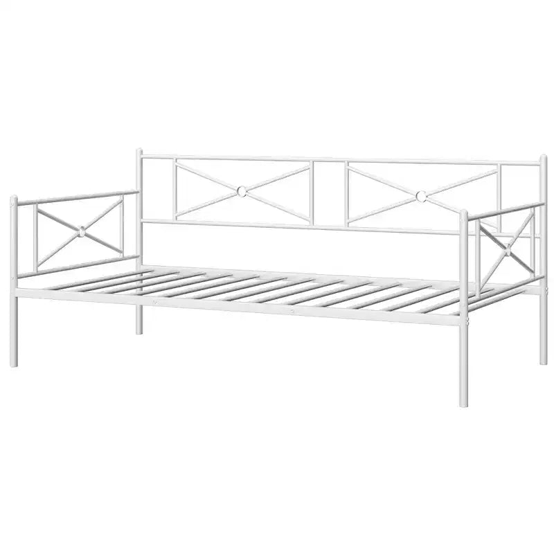 Cadre de lit de repos en métal Costway, taille double, avec support à lattes, base de matelas, pour salon, blanc/noir/argent