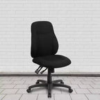 Chaise de Bureau Ergonomique Emma and Oliver en Tissu Noir Mi-Dossier avec Réglage du Dossier en 1.5 Positions