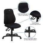 Chaise de Bureau Ergonomique Emma and Oliver en Tissu Noir Mi-Dossier avec Réglage du Dossier en 1.5 Positions