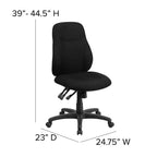 Chaise de Bureau Ergonomique Emma and Oliver en Tissu Noir Mi-Dossier avec Réglage du Dossier en 1.5 Positions