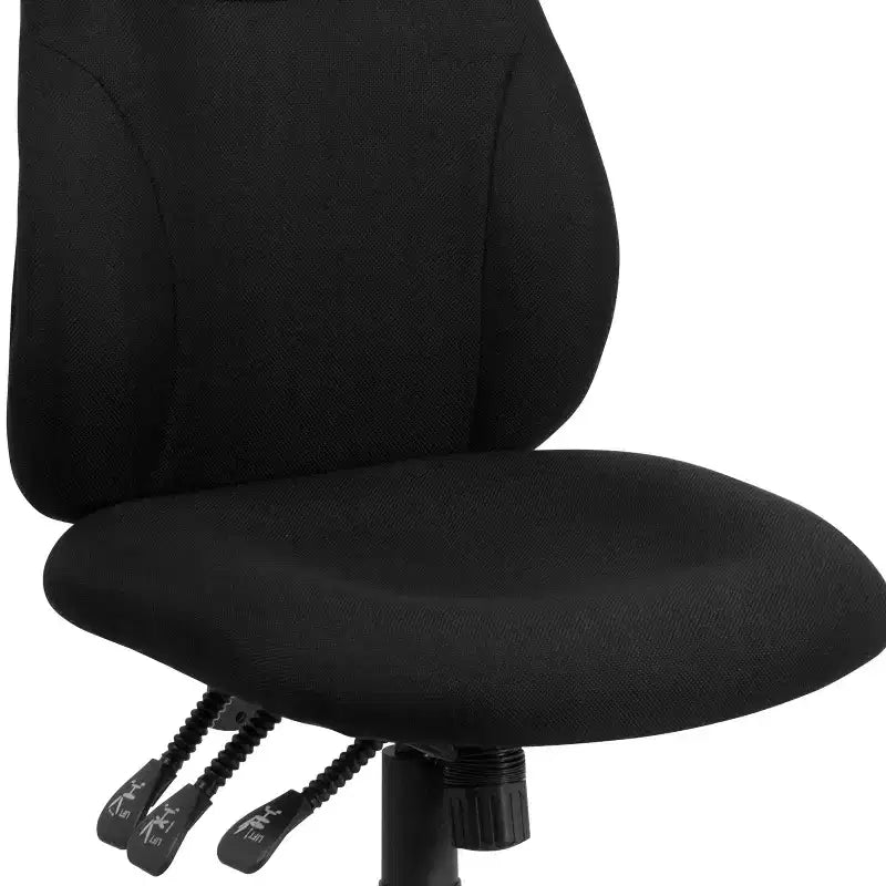 Chaise de Bureau Ergonomique Emma and Oliver en Tissu Noir Mi-Dossier avec Réglage du Dossier en 1.5 Positions