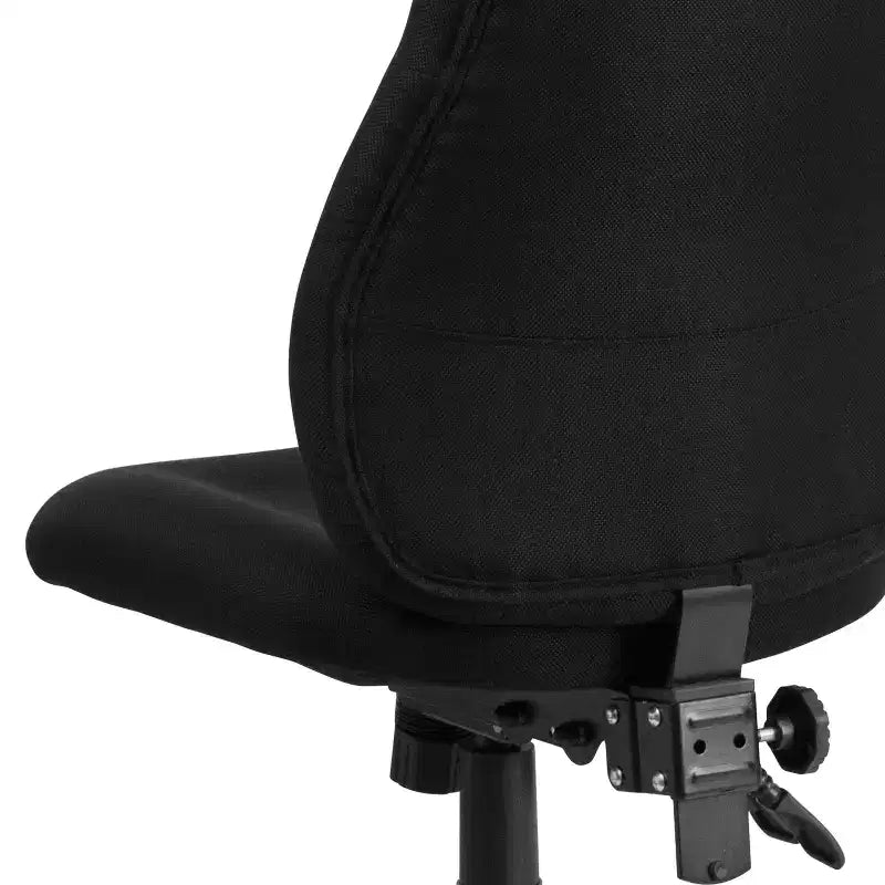Chaise de Bureau Ergonomique Emma and Oliver en Tissu Noir Mi-Dossier avec Réglage du Dossier en 1.5 Positions