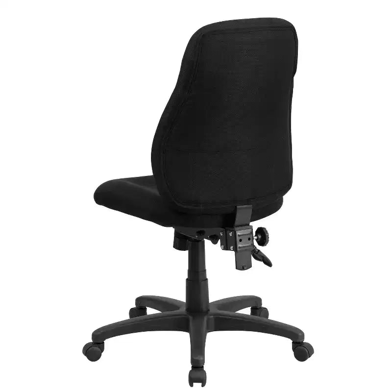 Chaise de Bureau Ergonomique Emma and Oliver en Tissu Noir Mi-Dossier avec Réglage du Dossier en 1.5 Positions
