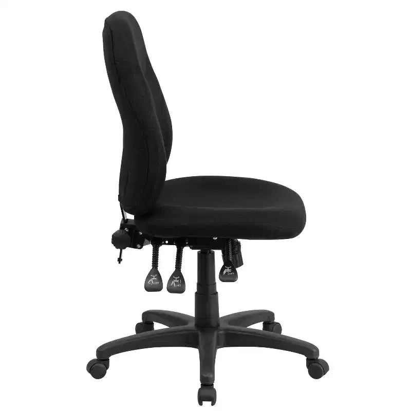 Chaise de Bureau Ergonomique Emma and Oliver en Tissu Noir Mi-Dossier avec Réglage du Dossier en 1.5 Positions