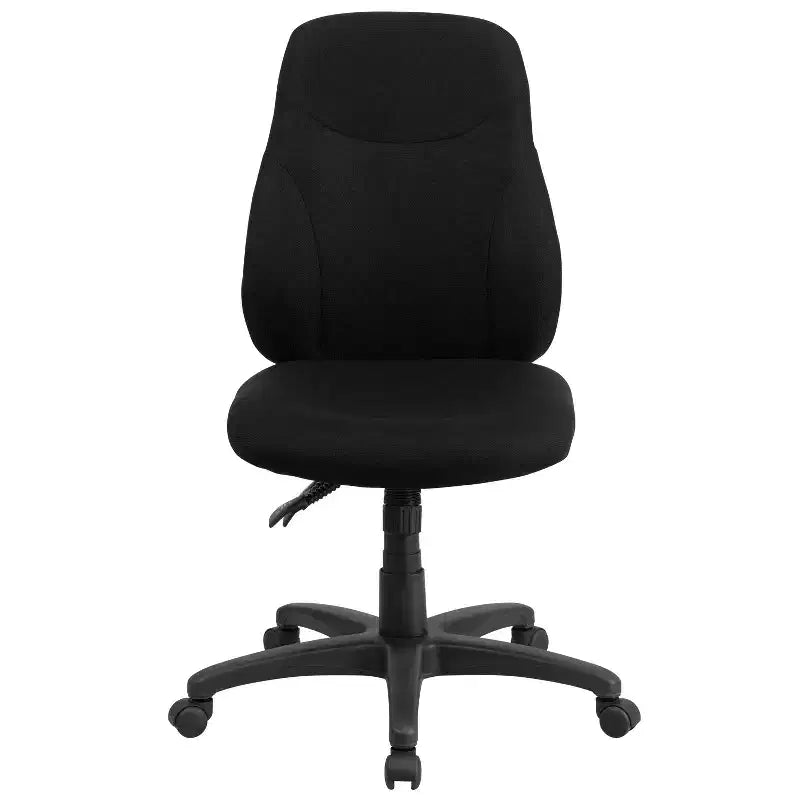 Chaise de Bureau Ergonomique Emma and Oliver en Tissu Noir Mi-Dossier avec Réglage du Dossier en 1.5 Positions