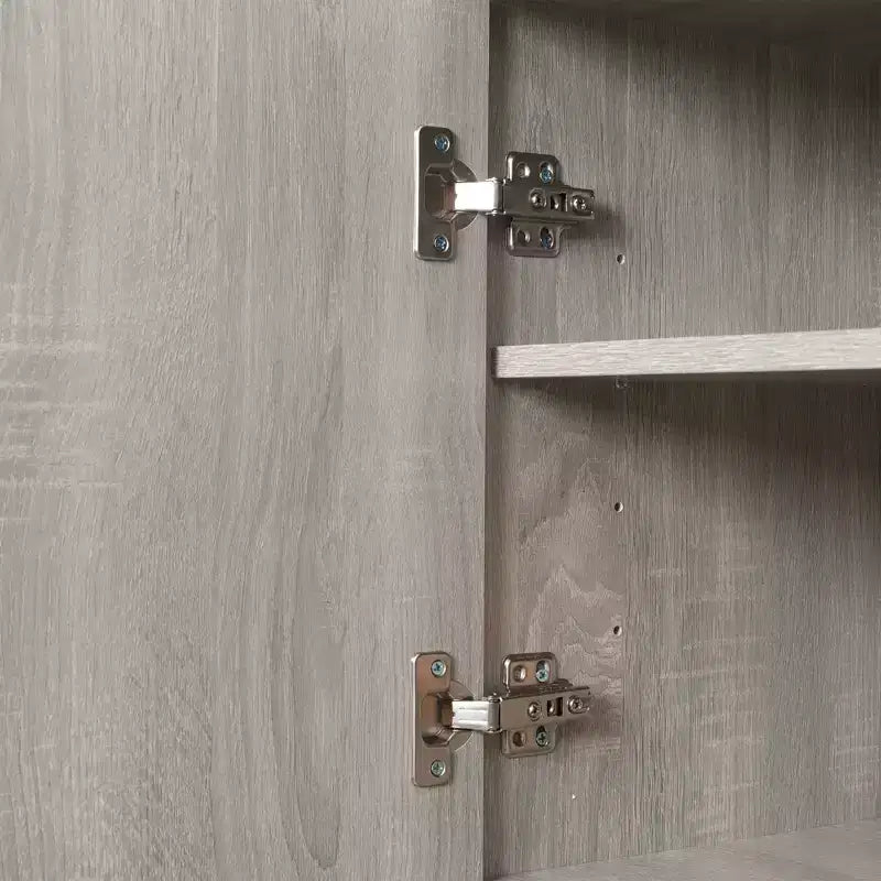 HOMCOM Buffet de cuisine 183 cm avec vaisselier, Armoire de rangement autonome avec tiroir de service, Placards à 2 portes anti-basculement et plan de travail, Grain de bois gris