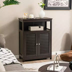 Meuble de Rangement pour Salle de Bain Costway avec Porte Double à Volets Café/Noir/Blanc