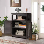 Meuble de Rangement pour Salle de Bain Costway avec Porte Double à Volets Café/Noir/Blanc