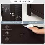 Meuble de Rangement pour Salle de Bain Costway avec Porte Double à Volets Café/Noir/Blanc