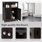 Meuble de Rangement pour Salle de Bain Costway avec Porte Double à Volets Café/Noir/Blanc