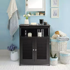 Meuble de Rangement pour Salle de Bain Costway avec Porte Double à Volets Café/Noir/Blanc