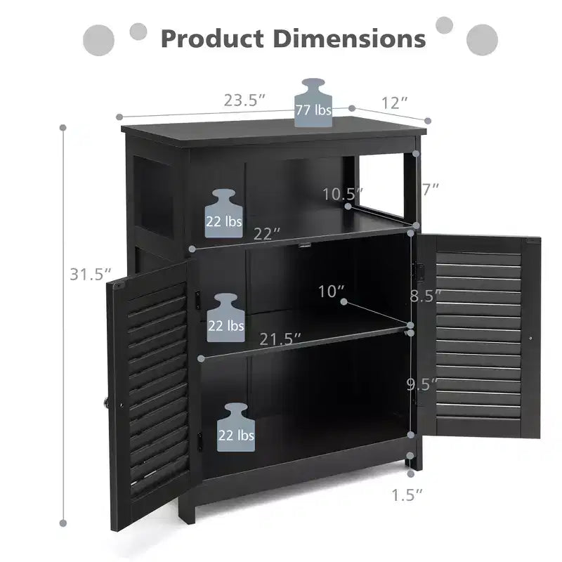 Meuble de Rangement pour Salle de Bain Costway avec Porte Double à Volets Café/Noir/Blanc