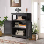 Meuble de Rangement pour Salle de Bain Costway avec Porte Double à Volets Café/Noir/Blanc