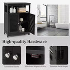 Meuble de Rangement pour Salle de Bain Costway avec Porte Double à Volets Café/Noir/Blanc