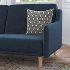 Flash Furniture Delphine Canapé-Lit Futon Convertible Premium avec Dossier Inclinable, Accoudoirs Courbés et Pieds en Bois Massif