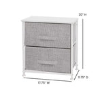 Meuble de rangement à 2 tiroirs Emma et Oliver avec plateau en bois et tiroirs en tissu foncé