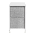 Meuble de rangement à 2 tiroirs Emma et Oliver avec plateau en bois et tiroirs en tissu foncé