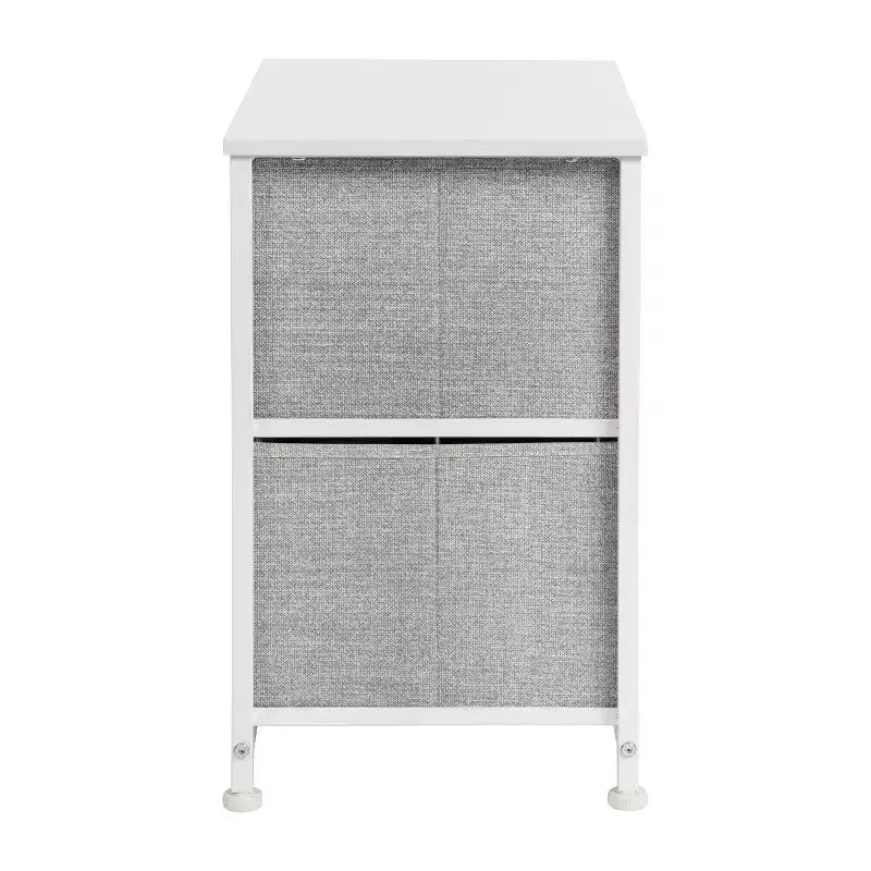 Meuble de rangement à 2 tiroirs Emma et Oliver avec plateau en bois et tiroirs en tissu foncé