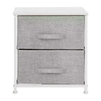 Meuble de rangement à 2 tiroirs Emma et Oliver avec plateau en bois et tiroirs en tissu foncé