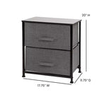 Meuble de rangement à 2 tiroirs Emma et Oliver avec plateau en bois et tiroirs en tissu foncé
