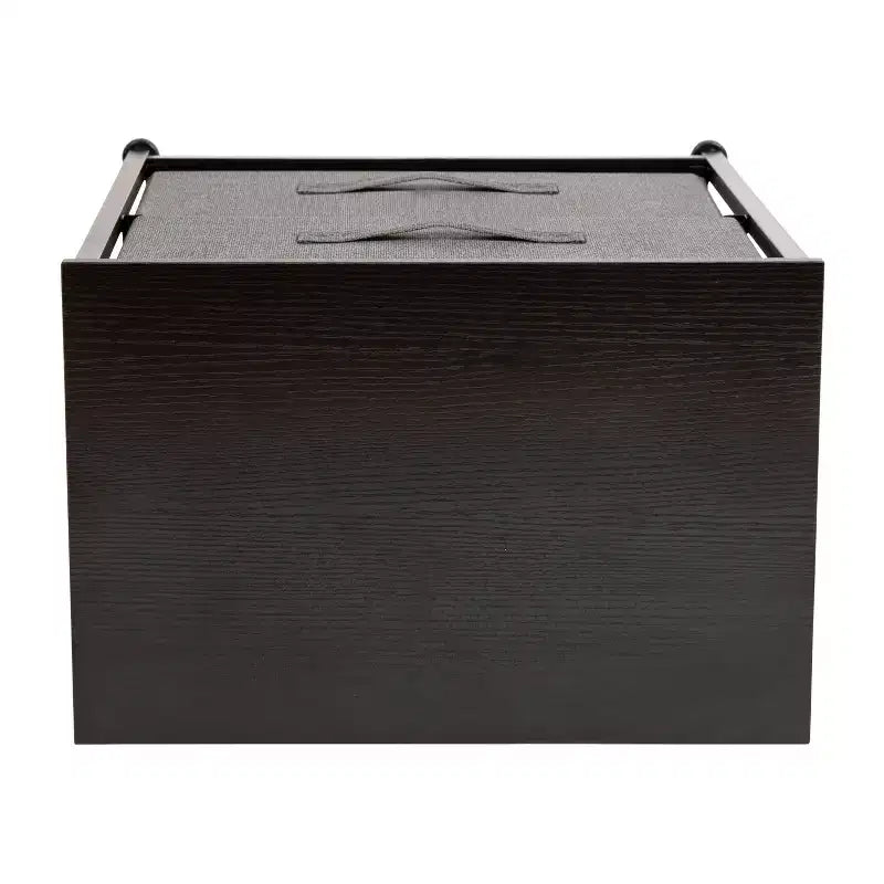 Meuble de rangement à 2 tiroirs Emma et Oliver avec plateau en bois et tiroirs en tissu foncé