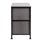 Meuble de rangement à 2 tiroirs Emma et Oliver avec plateau en bois et tiroirs en tissu foncé