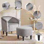 Yaheetech Ensemble fauteuil d'appoint/fauteuil crapaud et ottoman en tissu pour salon