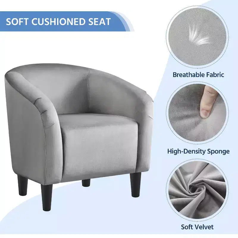 Yaheetech Ensemble fauteuil d'appoint/fauteuil crapaud et ottoman en tissu pour salon