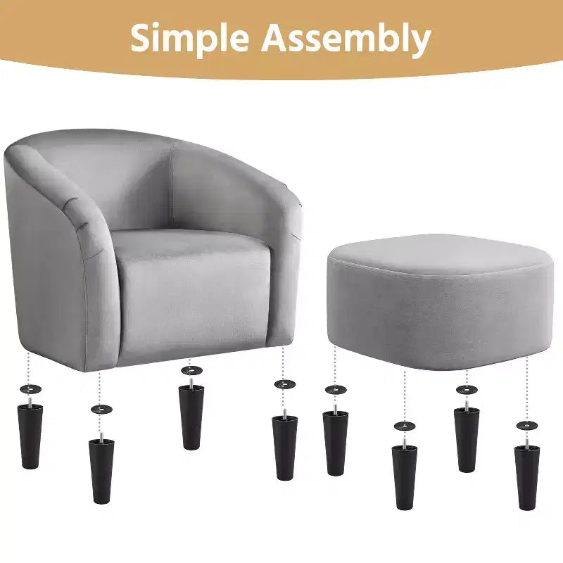 Yaheetech Ensemble fauteuil d'appoint/fauteuil crapaud et ottoman en tissu pour salon