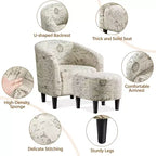 Yaheetech Ensemble fauteuil d'appoint/fauteuil crapaud et ottoman en tissu pour salon
