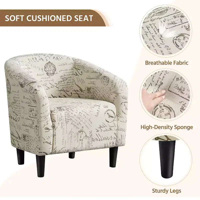 Yaheetech Ensemble fauteuil d'appoint/fauteuil crapaud et ottoman en tissu pour salon