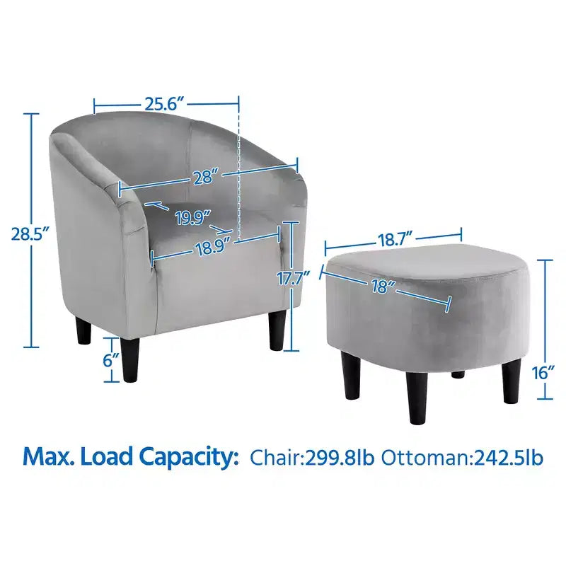 Yaheetech Ensemble fauteuil d'appoint/fauteuil crapaud et ottoman en tissu pour salon