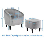 Yaheetech Ensemble fauteuil d'appoint/fauteuil crapaud et ottoman en tissu pour salon