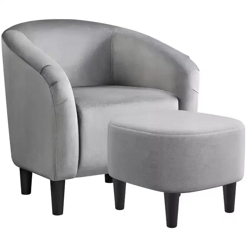Yaheetech Ensemble fauteuil d'appoint/fauteuil crapaud et ottoman en tissu pour salon