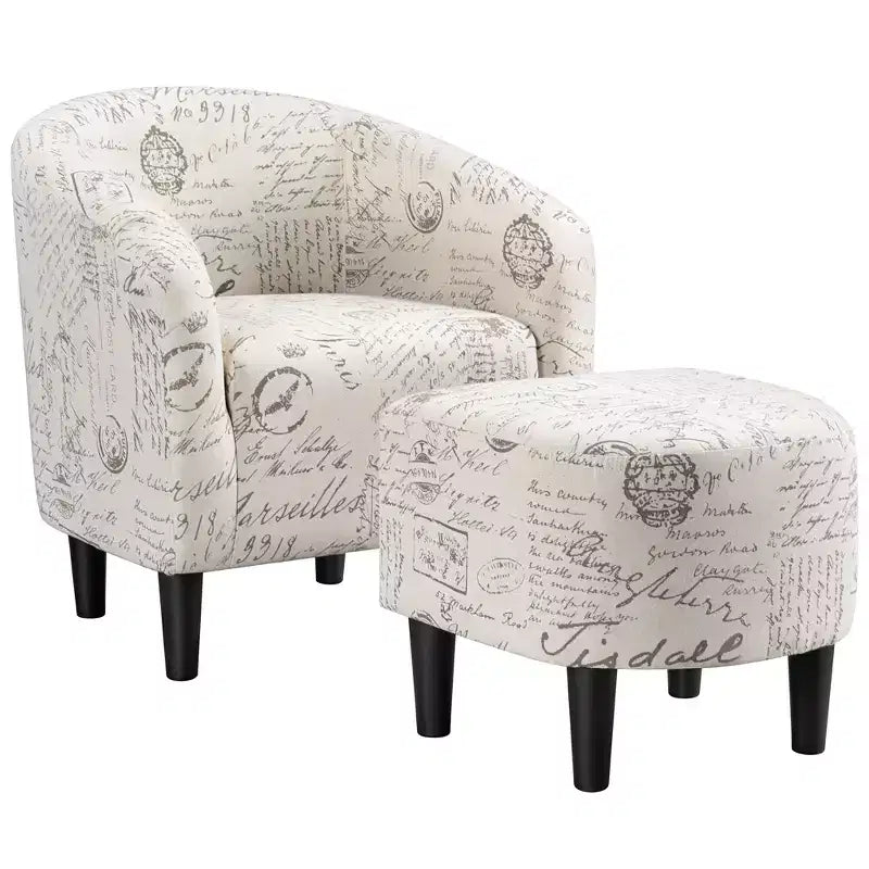 Yaheetech Ensemble fauteuil d'appoint/fauteuil crapaud et ottoman en tissu pour salon