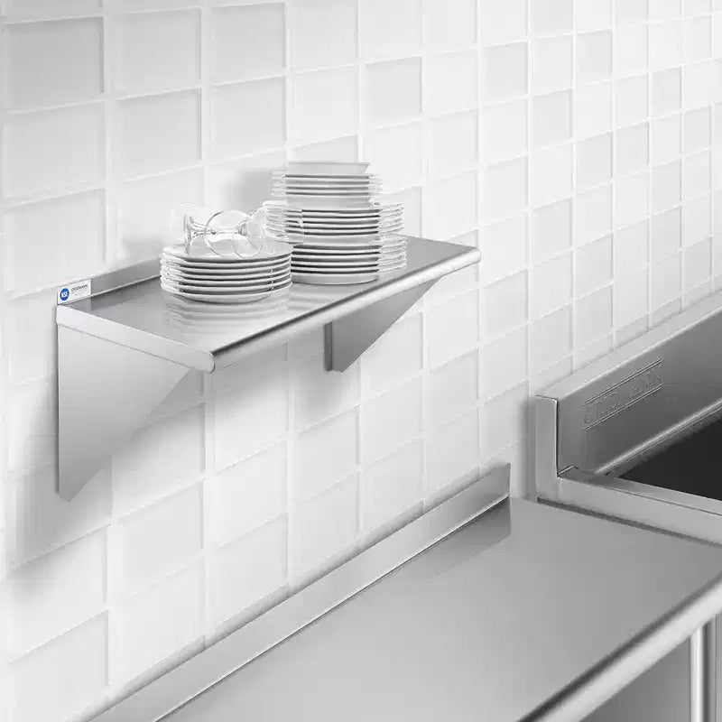 Étagères murales de cuisine en acier inoxydable GRIDMANN 14 pouces de profondeur avec dosseret - Certifié NSF
