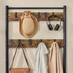 Yaheetech 73H Meuble d'entrée en métal avec banc de rangement pour chaussures Porte-manteau avec 9 crochets mobiles, Porte-manteau d'entrée