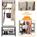 Yaheetech 73H Meuble d'entrée en métal avec banc de rangement pour chaussures Porte-manteau avec 9 crochets mobiles, Porte-manteau d'entrée