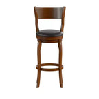 Tabouret de bar pivotant Merrick Lane 30 en bois classique à dossier ouvert avec siège rembourré et repose-pieds intégré