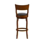 Tabouret de bar pivotant Merrick Lane 30 en bois classique à dossier ouvert avec siège rembourré et repose-pieds intégré