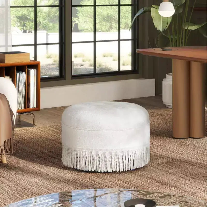 Jennifer Taylor Home Yolanda Ottoman Rond d'Appoint Rembourré 24 po