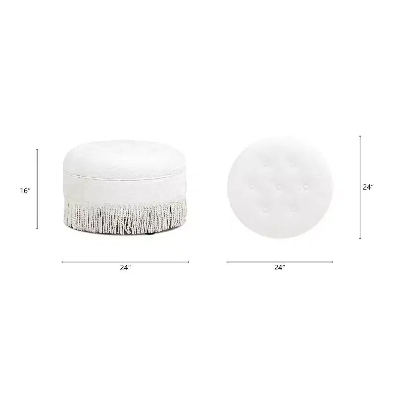 Jennifer Taylor Home Yolanda Ottoman Rond d'Appoint Rembourré 24 po