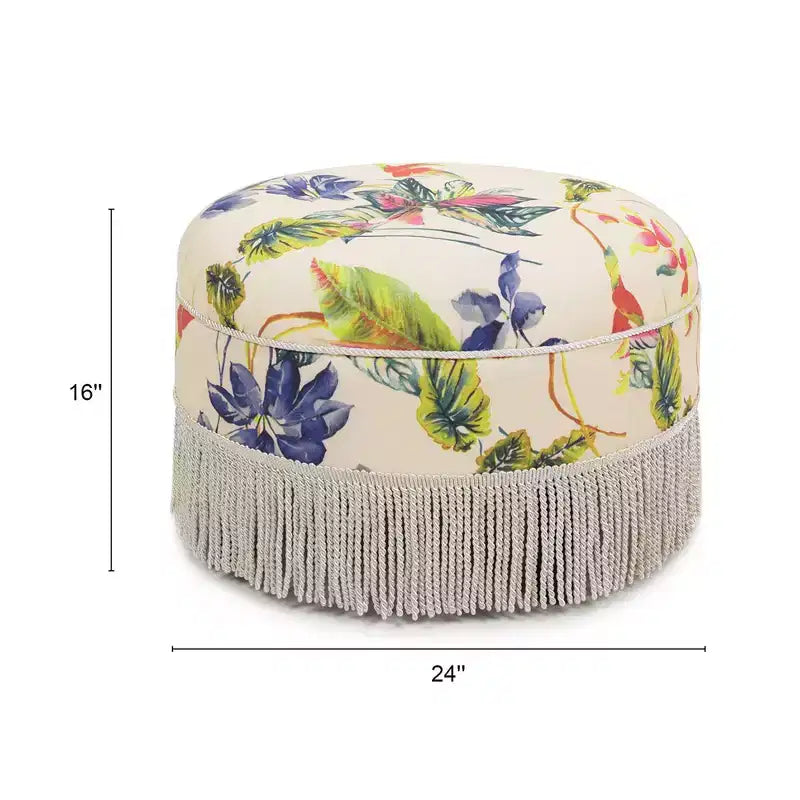 Jennifer Taylor Home Yolanda Ottoman Rond d'Appoint Rembourré 24 po