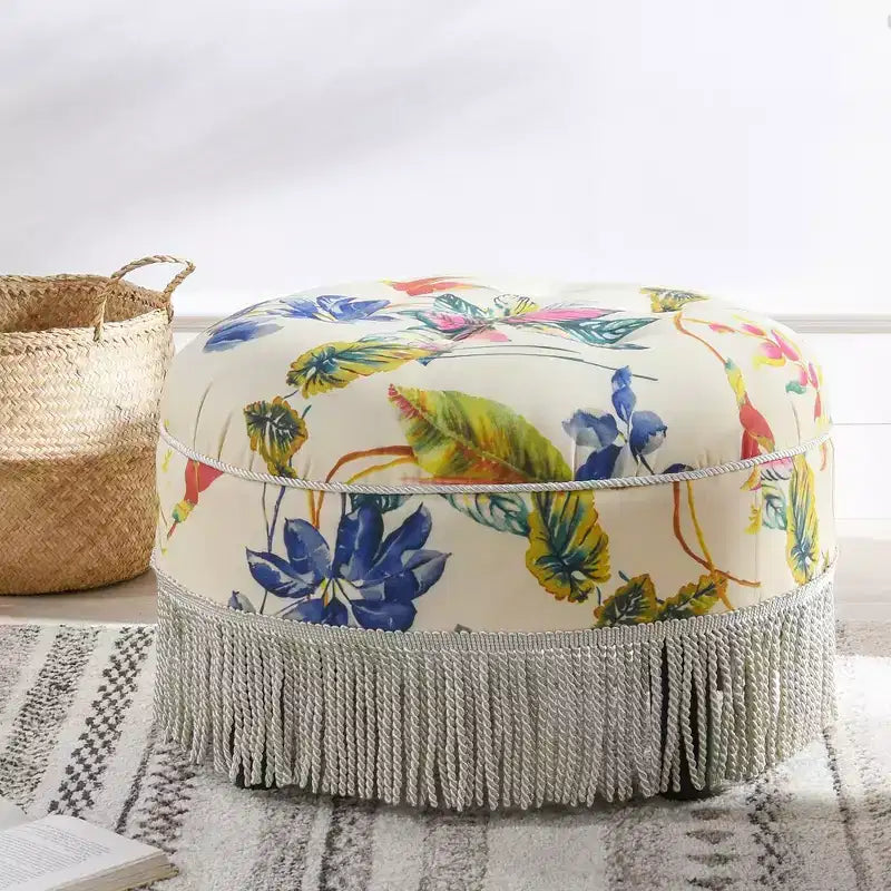 Jennifer Taylor Home Yolanda Ottoman Rond d'Appoint Rembourré 24 po