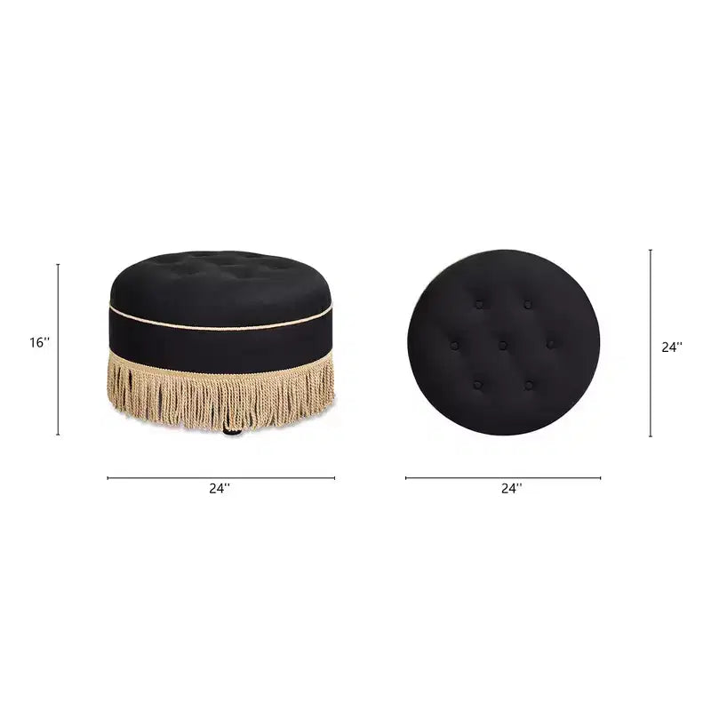 Jennifer Taylor Home Yolanda Ottoman Rond d'Appoint Rembourré 24 po